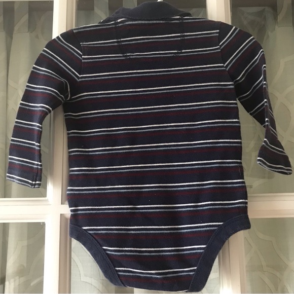 Baby Gap 6-12 months polo style collared long sleeve 100% cotton bodysuit onesie - Picture 3 of 4